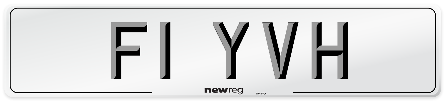 F1 YVH Number Plate from New Reg